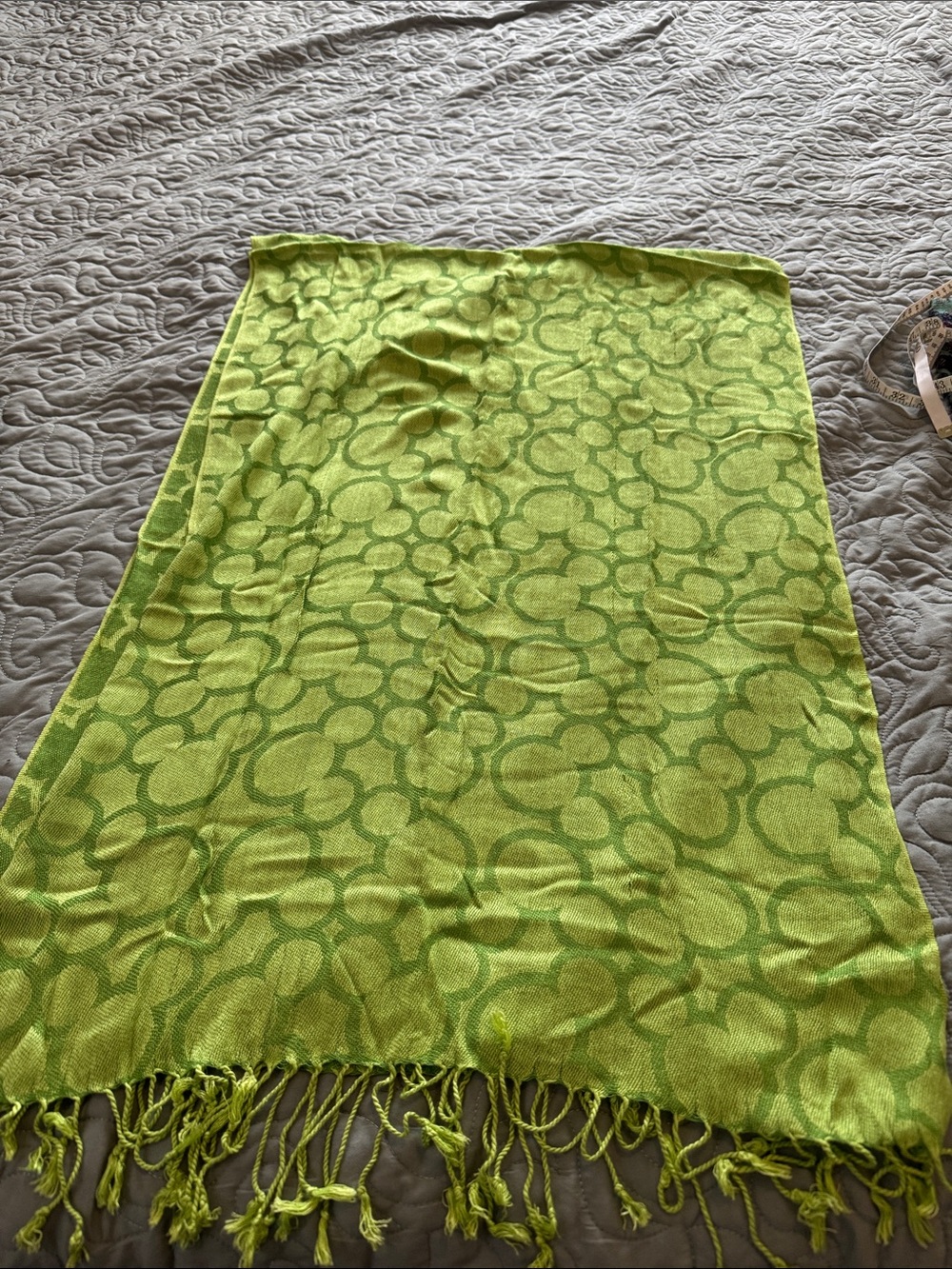 Disney Green Floral Logo Jacquard Scarf Wrap